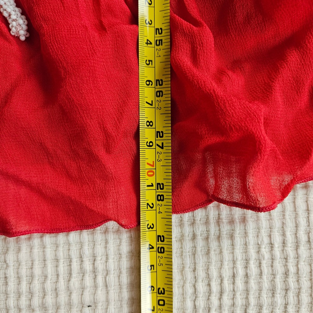 Ludi Pink Red Ombre Beaded Desert Boho Smocked Waist Long Sleeve Festival Top XL - Picture 8 of 12